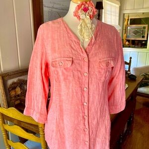 Orvis Rose Linen V-Neck Tunic Medium